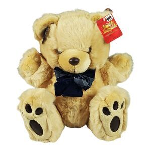 Wal-Mart Teddy Bear Plush Brown Big Feet Furry Leatherette Paws Huggable Gift
